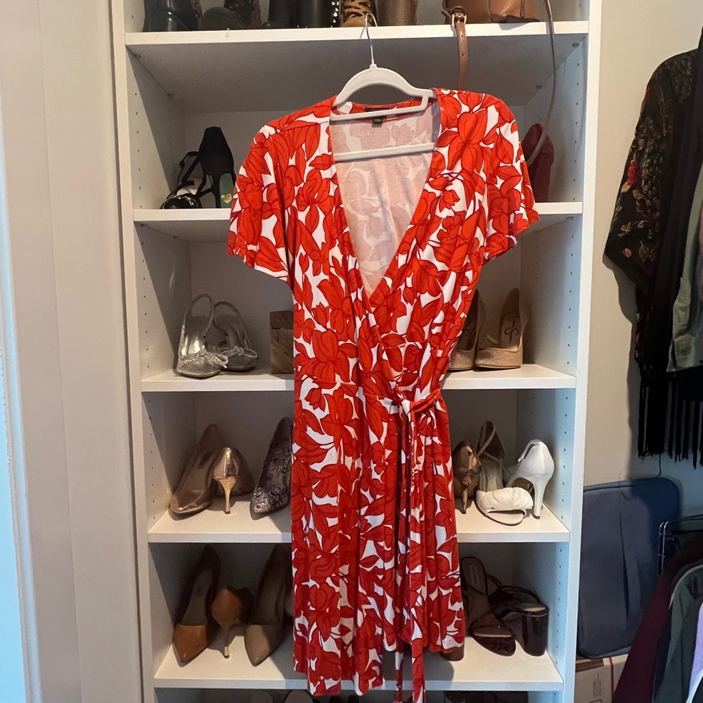 Ann Taylor orange wrap dress